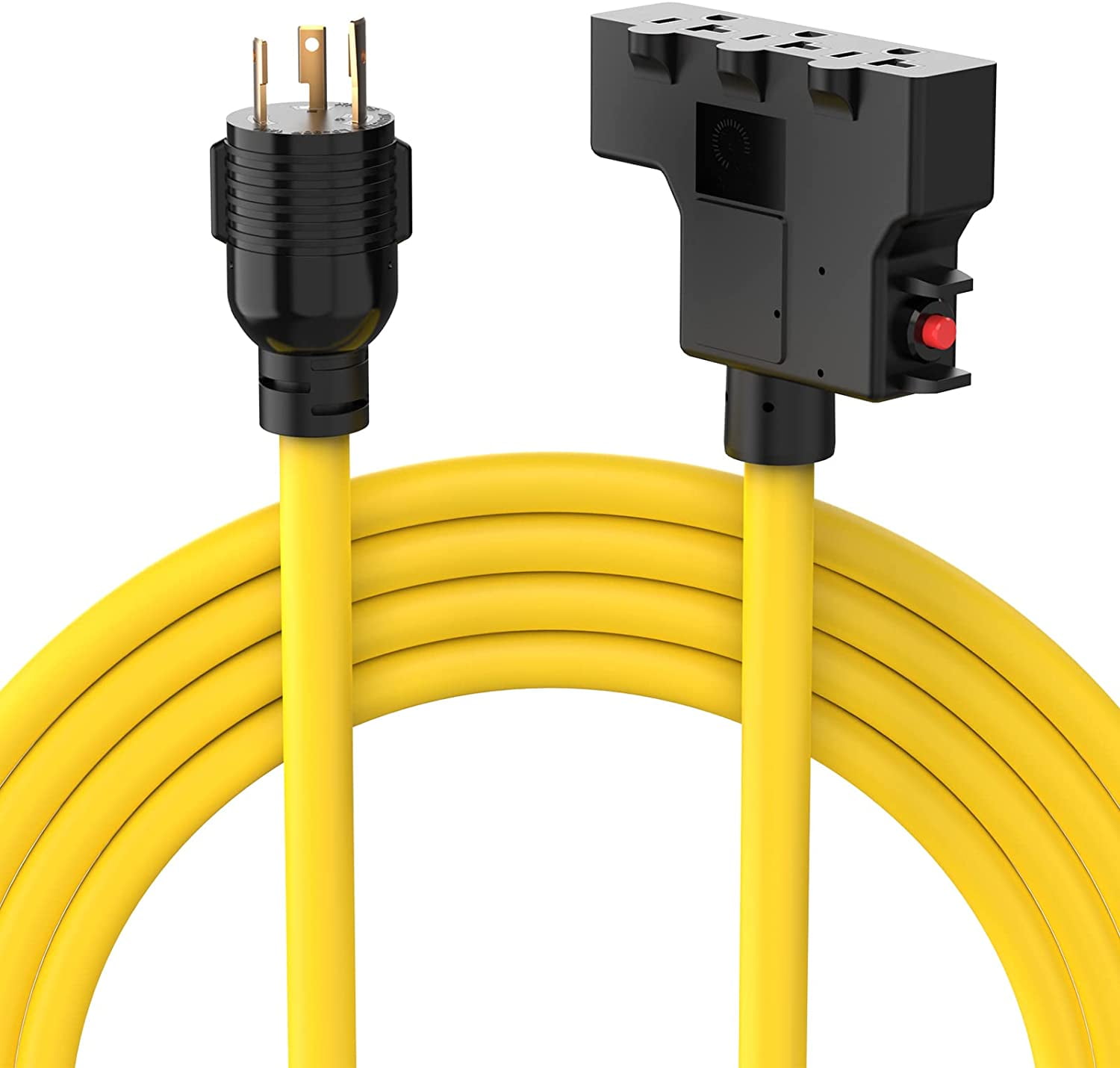 TOOLIOM L530P Generator Power Extension Cord 30A 125V Three 520R/515R Outlet 25 Feet with