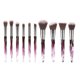 thumbnail image 3 of Kit de 10 brochas de maquillaje de cristal con cerdas blancas y moradas, para polvos y rubor (T-10-195), 3 of 6