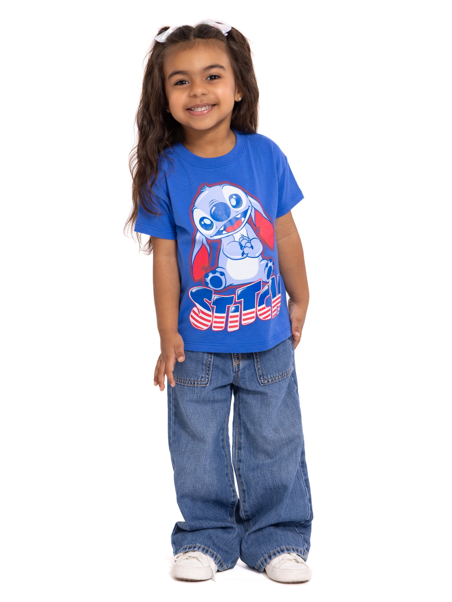Stitch Toddler Graphic Americana Crewneck Tee with Short Sleeves, Sizes 12M-5T