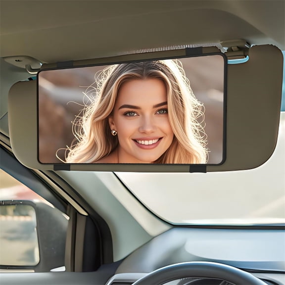 NOGIS Car Visor Mirror, Sun Visor Mirror with Straps, Cosmetic Makeup Visors Mirrors for Truck Cars, SUVs, Car Mirrors Vanity for Women Girls, Universal Interior Cars Accessories (Black)