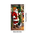 thumbnail image 3 of Christmas Door Cover Decoration, Santa Claus Christmas Wreath and Dog Backdrop for Decorative Front Door, Door and Wall Decoration Festival Party Decoration 35.43x70.87 Inch Multicolor, 3 of 6