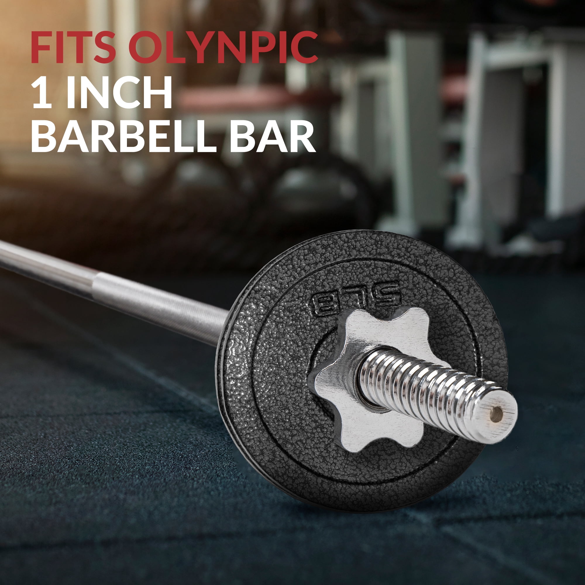 BalanceFrom 1-Inch Standard Cast Iron Weight Plate Set，with 5FT Bar and Star Locks，Multiple Weight Options，for Home Gym Strength Training