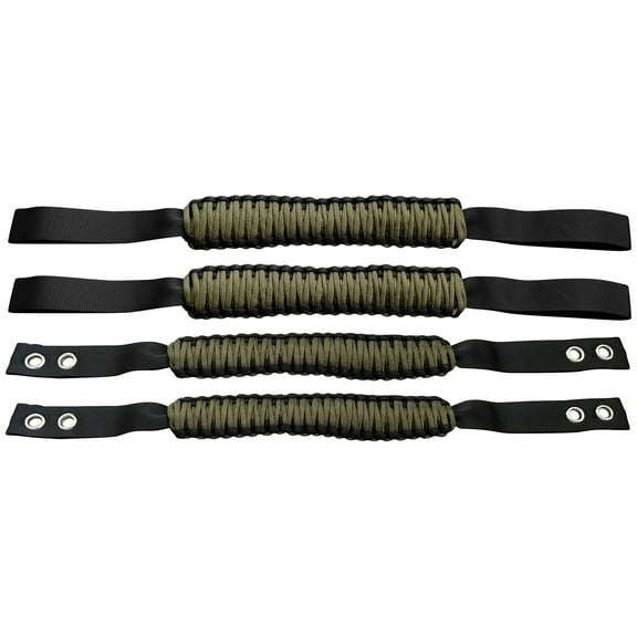 Ikon Motorsports Compatible With 2021-2025 Ford Bronco 2/4 Door 2PCS Headrest Handles   2PCS Roll Bar Grab, Green Nylon Interior Front Seat Roll Bar Handle Grab Paracord Grip Accessories