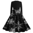 thumbnail image 4 of Christmas Dresses for Women Snowflake Dress Christmas Party Costumes Long Sleeve Plus Size Cute V Neck Vintage Dresses Glitter Xmas Tree Print Cocktail Swing Dress, 4 of 4