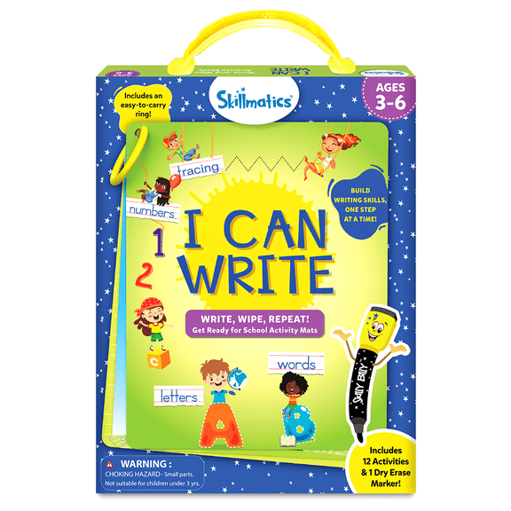 Skillmatics I Can Write Educational Activity Kit, Reusable Dry-Erase Learning Mats for Kids, Alphabet, Numbers & Writing Practice, Ages 3-6