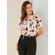 thumbnail image 2 of Blusa Floral Allegra K Cuello Con Volantes Manga Corta Casual Top Para Mujer Beige L, 2 of 6