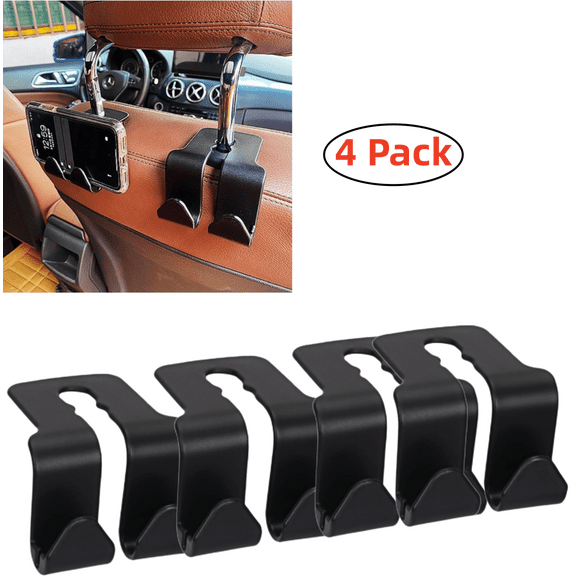 4 Pack Car Seat Headrest Hook Backseat Purse Hanger Bag Cloth Hanging Holder