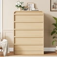 thumbnail image 3 of Commode à 5 Tiroirs Arquée pour Chambre, Commode à 5 Tiroirs en Bois de 45 Po de Hauteur avec Design à Profil Courbé, Organisateur de Rangement Moderne pour Garde-Robe pour Salon, Entrée, Chambre de Bébé - Chêne Naturel, 3 of 7
