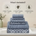 thumbnail image 6 of Modern Threads Oxford 6-Piece Yarn Dyed Adult Cotton Bath Towel Set, Blue, 6 of 7