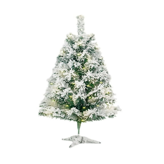 Small Artificial Christmas Tree, Tabletop Flocked 24" White Christmas Tree with Pine Cones & Flame-Retardant Tips, 2ft Mini Snow Frosted Little Christmas Tree for Office, Home, Party Decor