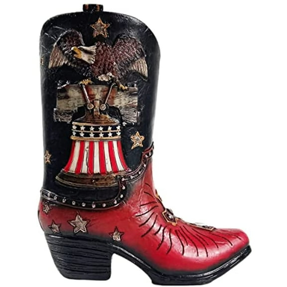 Urbalabs Western Cowboy Boot Vase 7 Inch Liberty Bell USA Eagle and Cross Vase Decorative Cowboy Boots Vases Home Office Rustic Decor Country Living Wedding Centerpiece