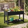 thumbnail image 4 of SERWALL HDPE Raised Garden Bed with Legs, 43"x16"x30" Elevated Planter Box, Outdoor Planter for Vegetables Flowers, Black, 4 of 12