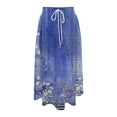 thumbnail image 3 of YUEJUIR Skirts Boho Skirts for Women Trendy Summer Flowy Floral Midi Skirts with Pockets Lightweight Drawstring High Waisted Skirts Floral Maxi Skirt Boho Skirt (Dark Blue,S), 3 of 4