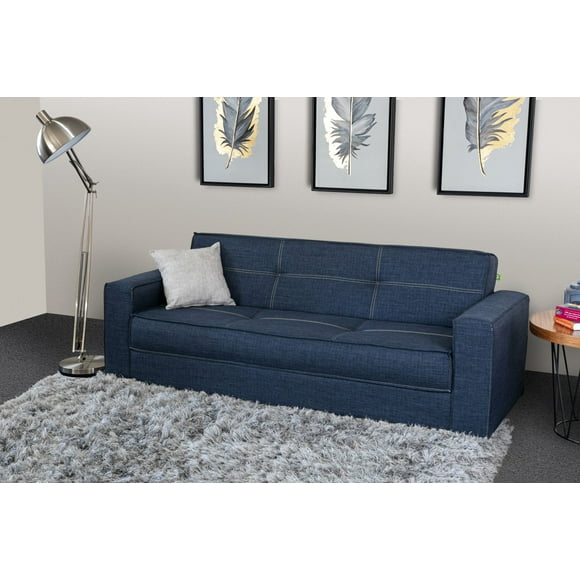 SOFA CAMA ENZO AZUL M & E MUEBLES 3 PLAZAS