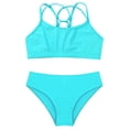 thumbnail image 3 of YONGHS Girls' Beach Sport 2-Piece Bikini Set Swimsuit Crop Top with Swim Briefs Bathing Suit Lake Green 14, 3 of 7