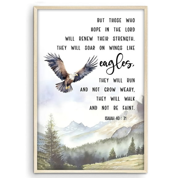 Eastern Print Isaiah 40:31 Scripture Poster - Inspirational Christian Wall Art For Home Modern Decor, 8x12 UNFRAMED