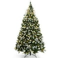 thumbnail image 2 of Árbol de Navidad Costway nevado preiluminado 225 cm 1398 puntas con Piñas y frutos rojos, 2 of 5