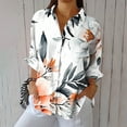 thumbnail image 4 of Long Sleeve Button Up for Women Plus Size Graphic Print Lapel Collared Blouses Casual Christmas Holiday Outfits (XL, White), 4 of 6