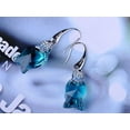 thumbnail image 2 of Swarovski Crystal Element Tone Aqua Blue Nautical Goldfish Fish Hook Dangle Earrings, 2 of 5