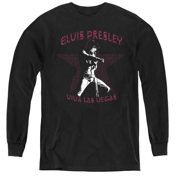 Elvis Presley Viva Las Vegas Star Youth Long Sleeve T-Shirt Black