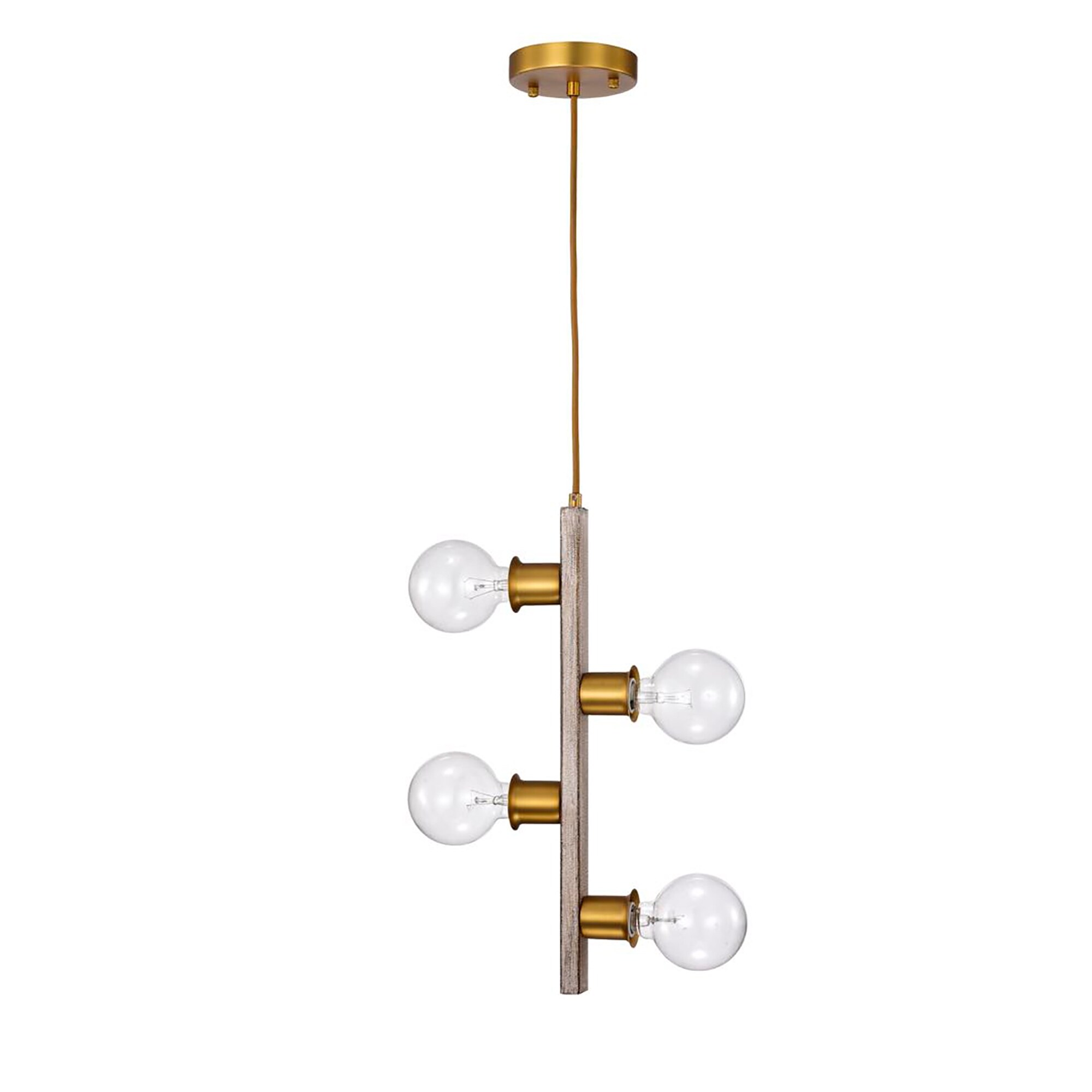 Kirby Wood Grain+Matte Gold 4-Light Vertical Linear Pendant Light