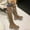 Khaki, variant on Jsaierl Women's Tall Block Heel Boots for Womens Over The Knee Thigh High Boots Chunky Heel Boots Long Stretch Sexy Fall Belt Buckle Side Zipper Boots
