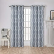Exclusive Home Curtains Montrose Ogee Geometric Textured Linen Grommet Top Curtain Panel Pair, 54x84, Ash Grey