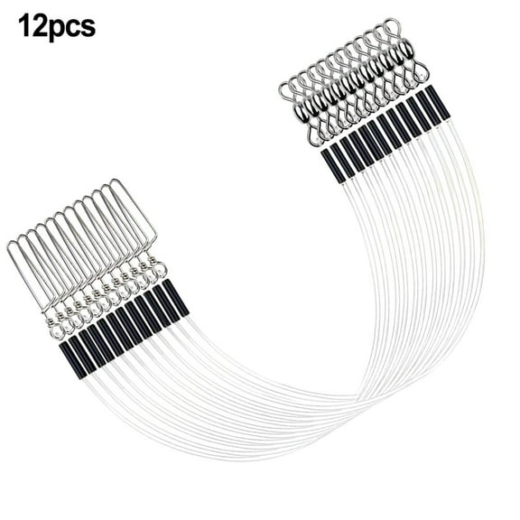 12pcs Fishing Leaders Line with Swivel and Carabiner Fluorocarbon Line