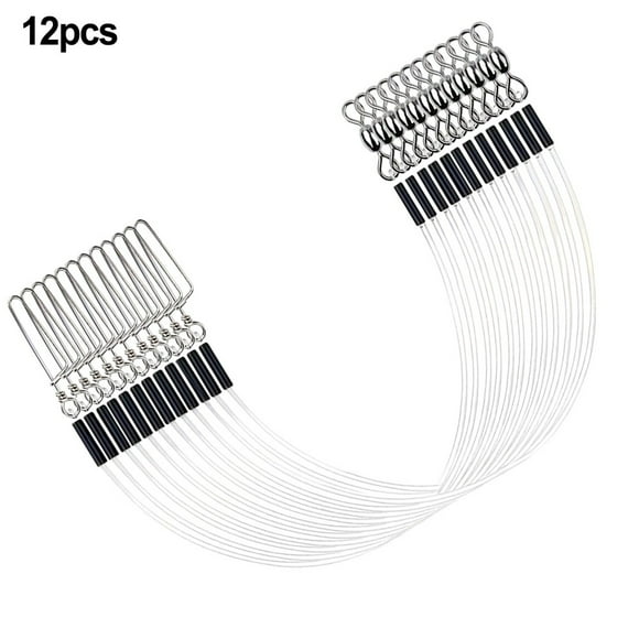 12pcs Fishing Leaders Line with Swivel and Carabiner Fluorocarbon Line