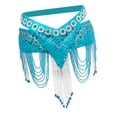 thumbnail image 1 of Falda de cadera con borlas para danza del vientre, bufanda, cinturón de cadena para práctica, disfraz de danza del vientre femenina Cielo azul, 1 of 8