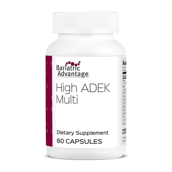 Bariatric Advantage High ADEK Multi - For Bariatric Surgery Patients - Multivitamin with Vitamins A, D, E, K & Trace Minerals - 100%+ DV of ADEK - 60 Capsules