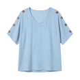 thumbnail image 5 of Babysbule Women's V-Neck Button Shoulder Short Sleeve Relaxed Fit Casual Blouse Everyday Basic Top, 5 of 9