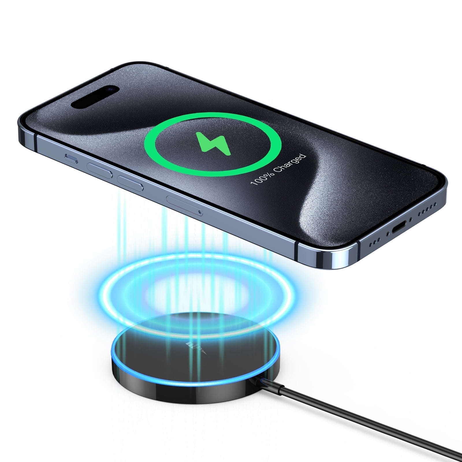 Magnetic Wireless Charger Fast Charging Pad, Compatible with iPhone 17/16/15/14/13/12 Series, AirPods 3/2/Pro/Pro 2, Dual Ports, LED, Black