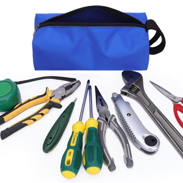 Tool Bag Small Drill Bit Oxford Cloth Instrument Waterproof Zipper Closure Multifunction Toolbox Organizer with Rope Electrician Carpenter L/Black