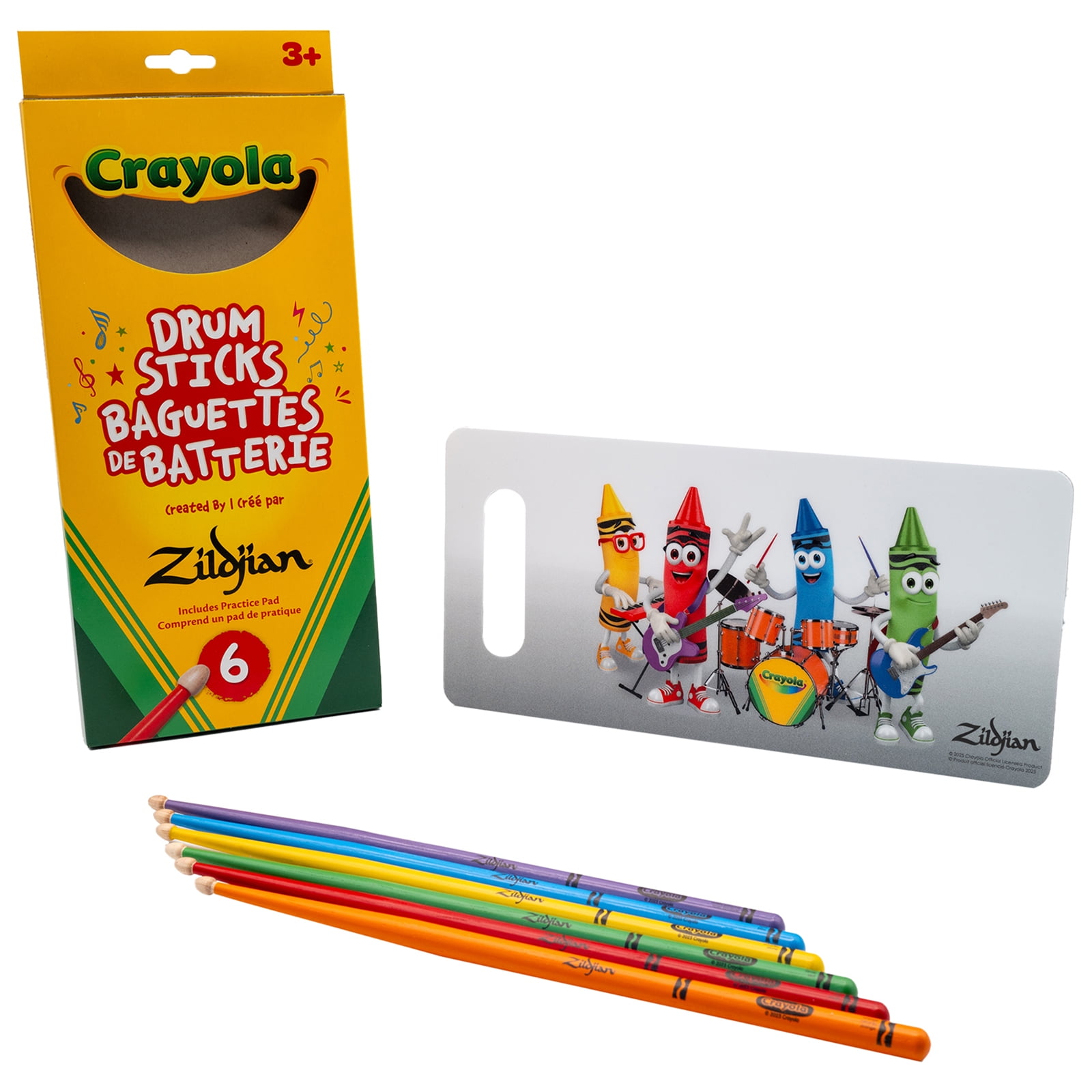 Zildjian ZKIDS Crayola Kids Drumsticks Set 6 Vibrant Crew Sticks with Orange Burst Mini Bag