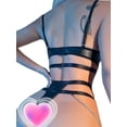 thumbnail image 3 of Sexy Pu Leather Strappy Underwire Garter Belt Lingerie Set, 3 of 5