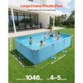 thumbnail image 2 of KFFKFF Frame Above Ground Swimming Pool, 118 x 78 x 30 in Rectangular Steel Metal Frame, Large Rectangle Outdoor Backyard Family Pool, Blue, 2 of 9