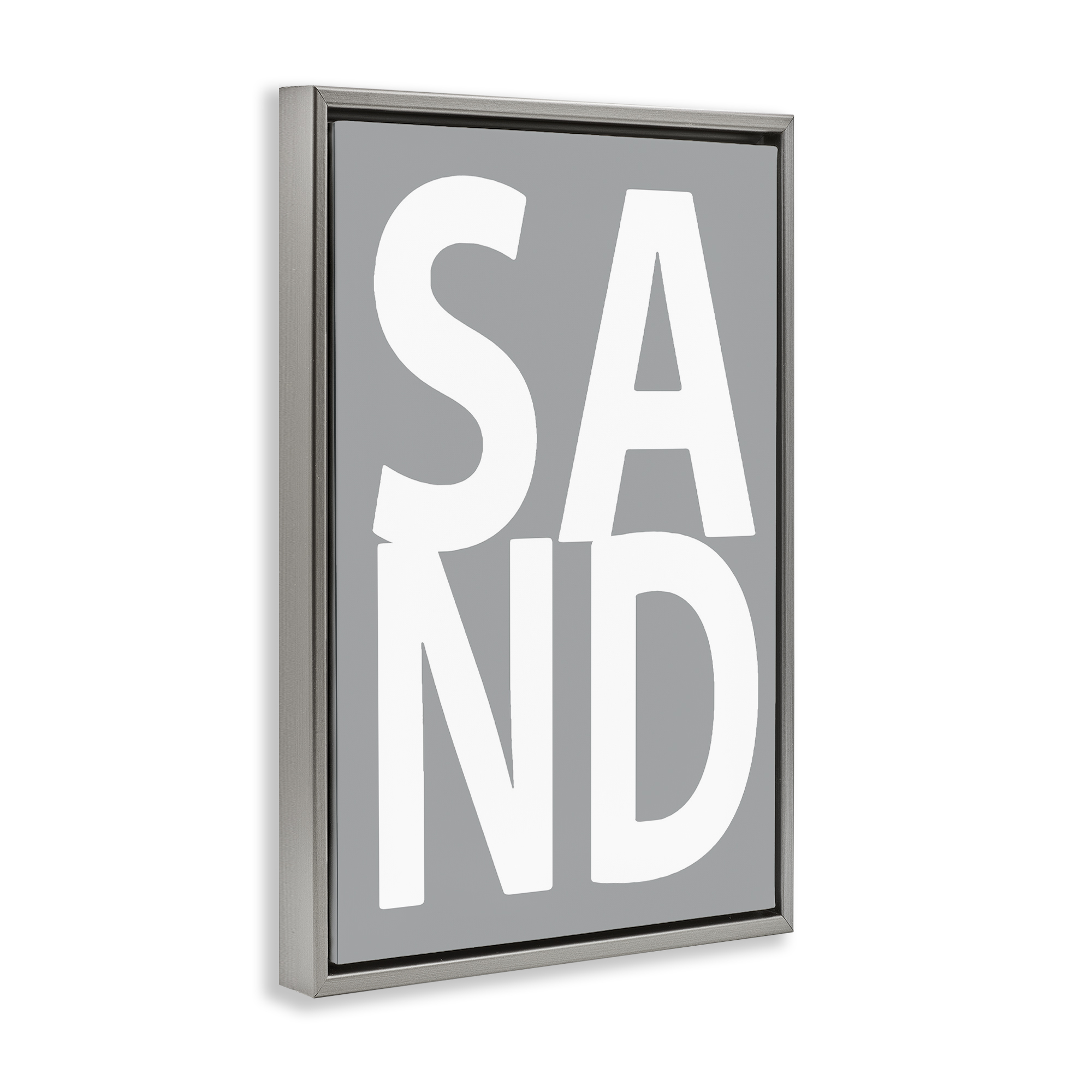 Stupell Industries Sand Word on Grey Typography Painting Gray Floater Framed Art Print Wall Art, 21 x 31