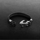 thumbnail image 3 of ZHAOCHENG Pulsera para hombres y mujeres, pulsera de piel de vaca hecha a mano, pulsera de ancla vintage multicapa, 3 tamaños, 21 cm, plata y negro, 3 of 4