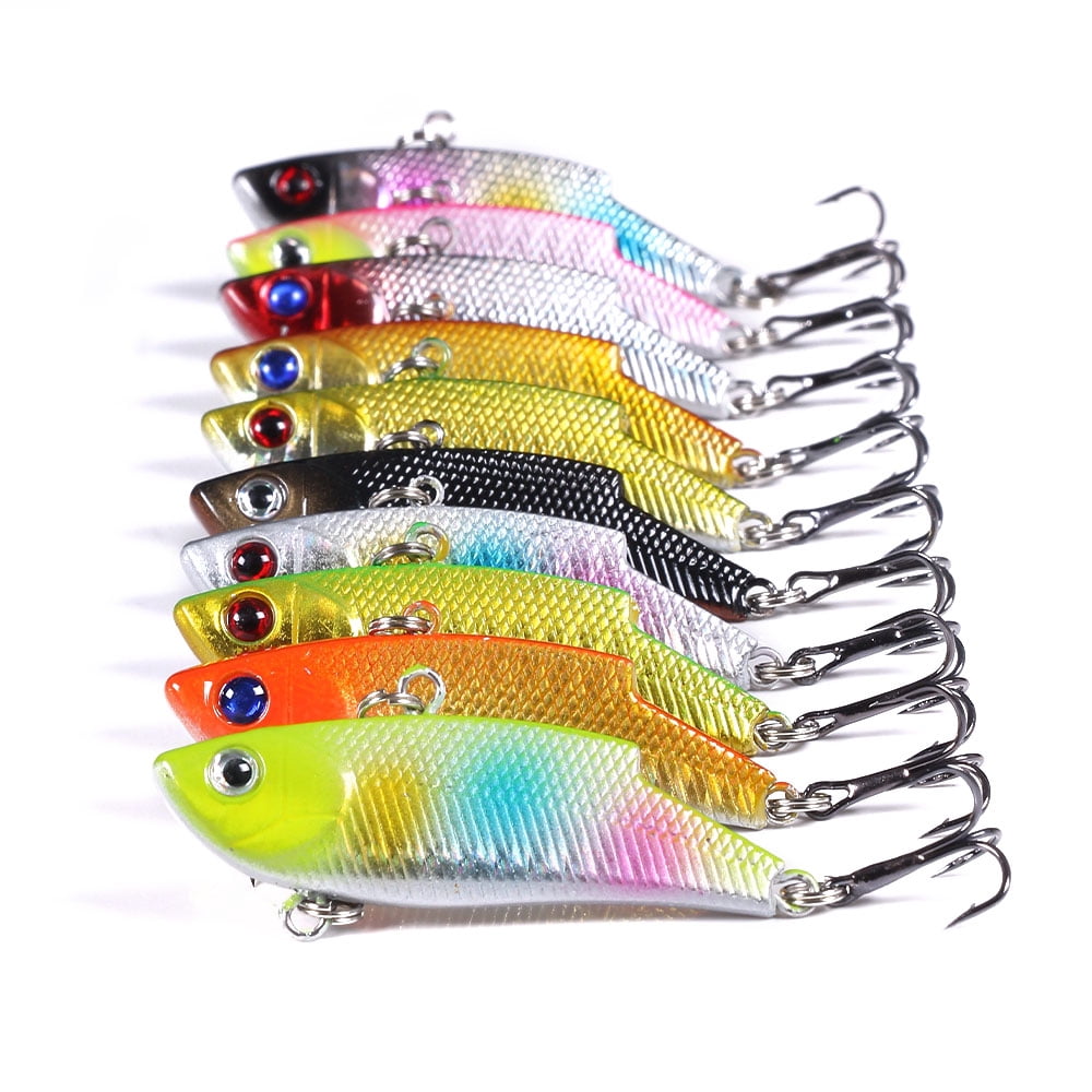 HENGJIA Fishing Lures for Bass, 10PCS Lipless Crankbaits Minnow VIB Hard Baits Long Casting Sinking Fishing Lure for Saltwater Freshwater Bass, Redfish, Trout, Walleye