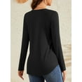 thumbnail image 5 of Fancyglim Women Plus Size Henley Shirts V Neck Long Sleeve Blouse Casual Loose Pleated Tunic Tops Black 2XL, 5 of 7