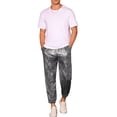 thumbnail image 2 of INSPIRE CHIC Metallic Jogger Pants for Men's Contrast Color Drawstring Waist Disco Party Trousers Silver 32, 2 of 4