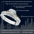 thumbnail image 2 of Gem Stone King 925 Sterling Silver and 10K Yellow Gold White Moissanite and Lab Grown Diamond Bridal Ring Set for Women (0.76 Cttw, 5MM Cushion Cut, Available in Size 5,6,7,8,9), 2 of 6