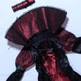 thumbnail image 7 of Pandaie Kids Girls Retro Vampire Outfit Role Play Satin Long Length Costume Gown Dress Halloween Cosplay Black,4-6 Years, 7 of 7