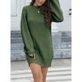 thumbnail image 3 of VENUZOR Long Sleeve Sweater Dress for Women 2025 Fall Ridded Kint Casual Mock Turtleneck Dress lightweight Puff Sleeve Sweater Dress Pullover, 3 of 8