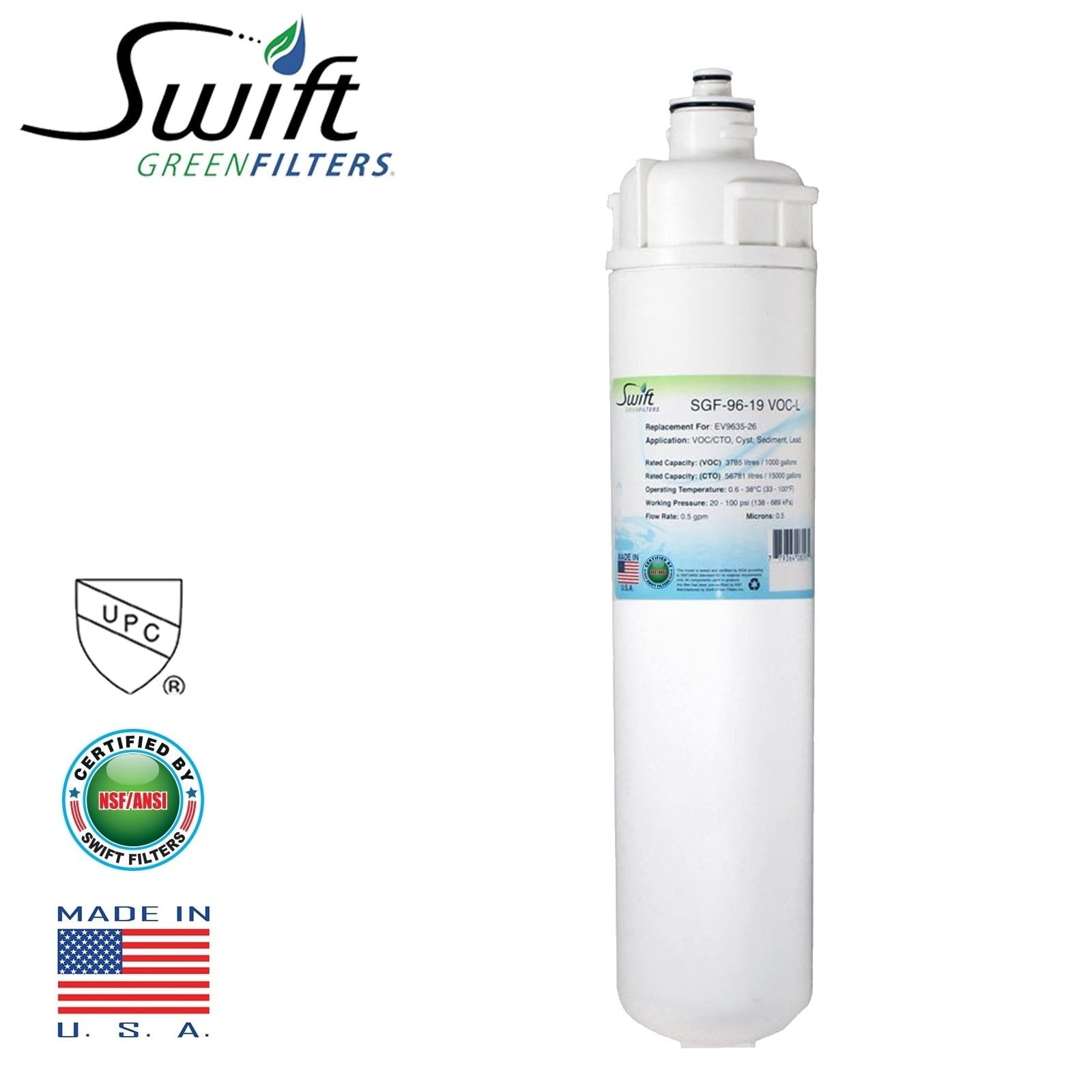 Swift Green Filters SGF-96-19 VOC-L Replacement Water Filter for Everpure  EV9635-26, EP25, 1 PackEP15, EP35, EP35R by Swift Green Filters