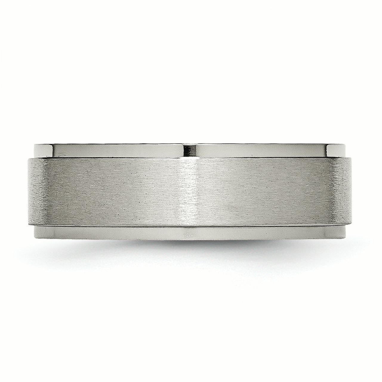Titanium Ridged Edge 7mm Brushed and Polished Band