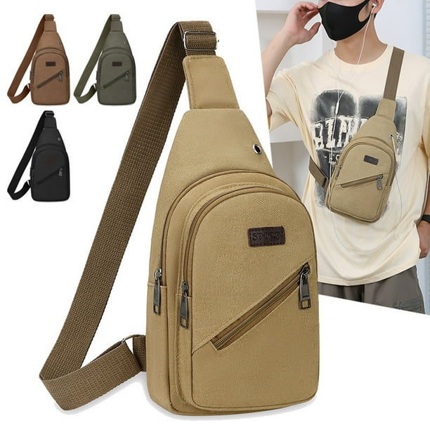 Xihbxyly Mochila con Correa, Puerto de Carga Usb, Orificio para Auriculares, Lona Impermeable, Correa de Hombro Ajustable, Bandolera Versátil, Senderismo, Viajes, Actividades Al Aire Libre, Tamaño 30