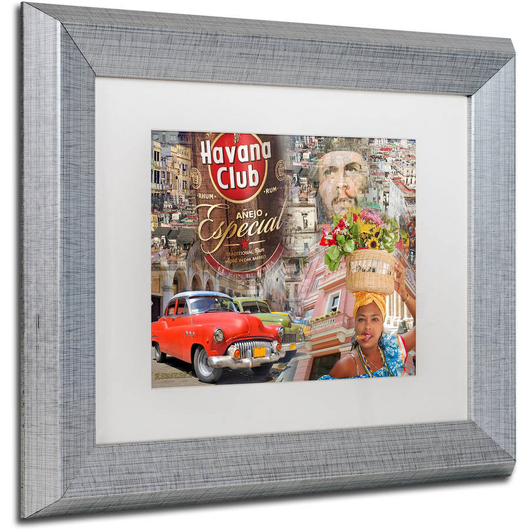 Trademark Fine Art "Havana Club I" Canvas Art by Alberto Lopez, White Matte, Silver Frame