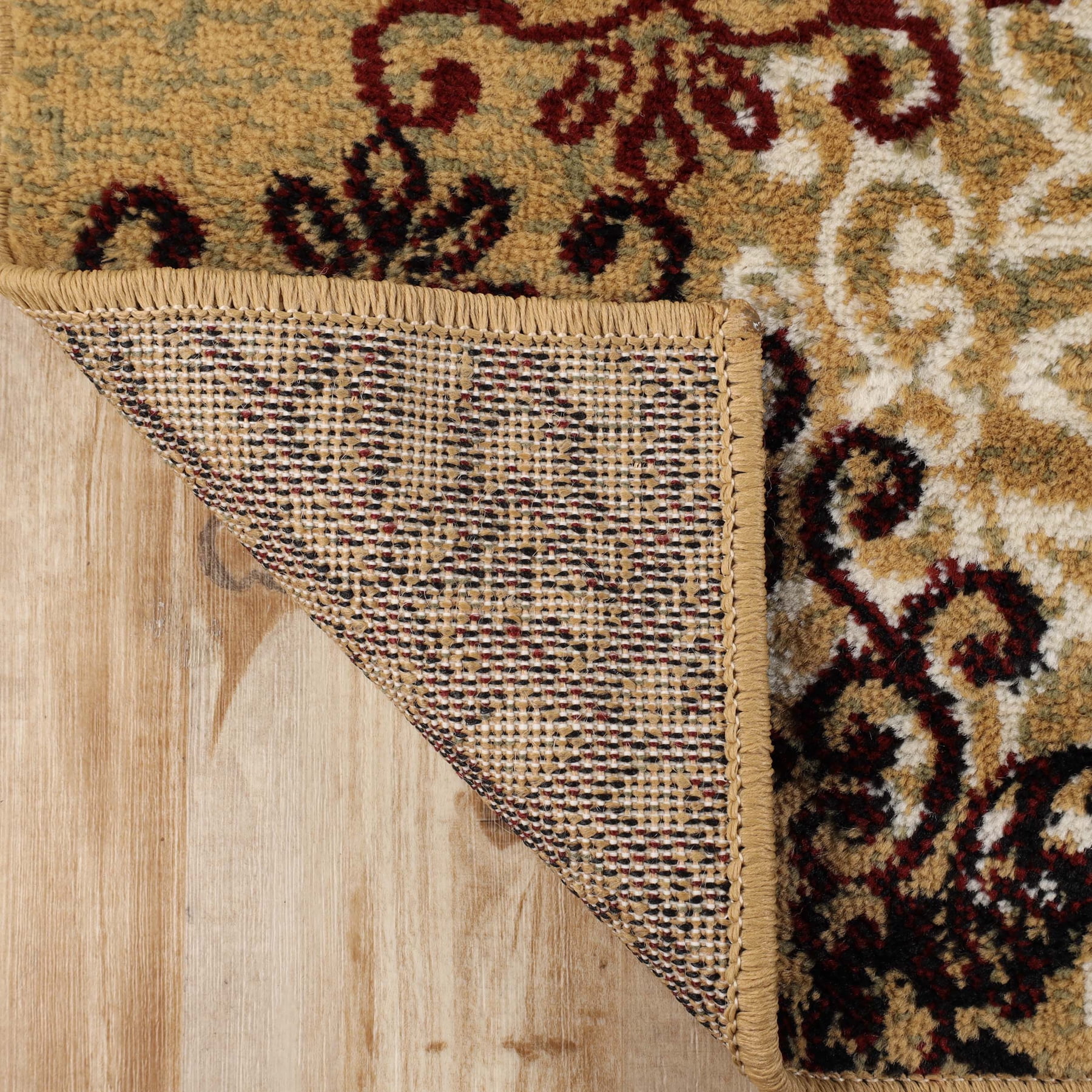Superior Modern Floral Scroll Pet and Kid-Friendly Indoor Runner Rug, 4'x6', Gold